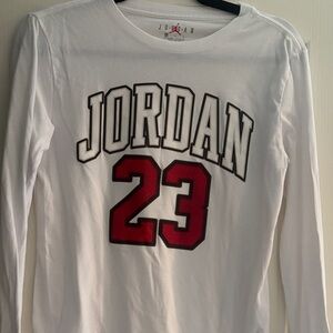 Jordan White Long Sleeve with Red Number 23